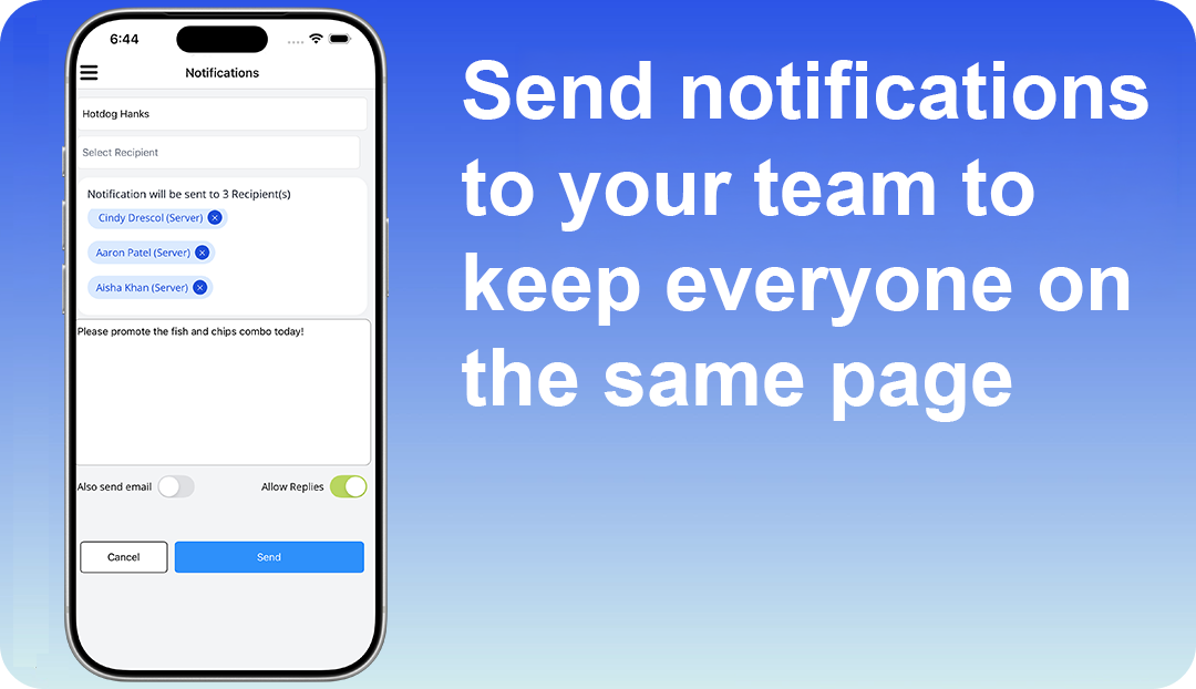 Send notifications to your team to keep everyone on the same page
