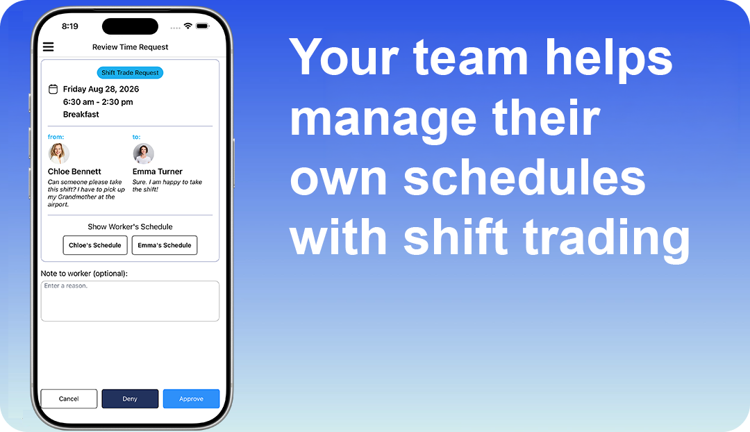 Your team help manage their own schedules with shift trading