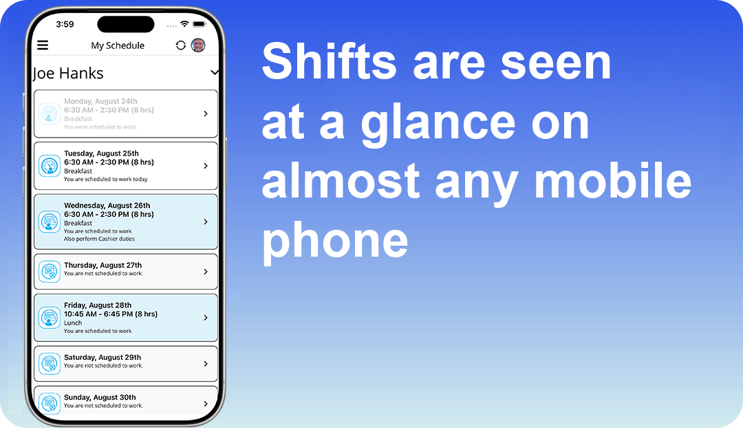 Shifts are seen at a glance on almost any mobile phone